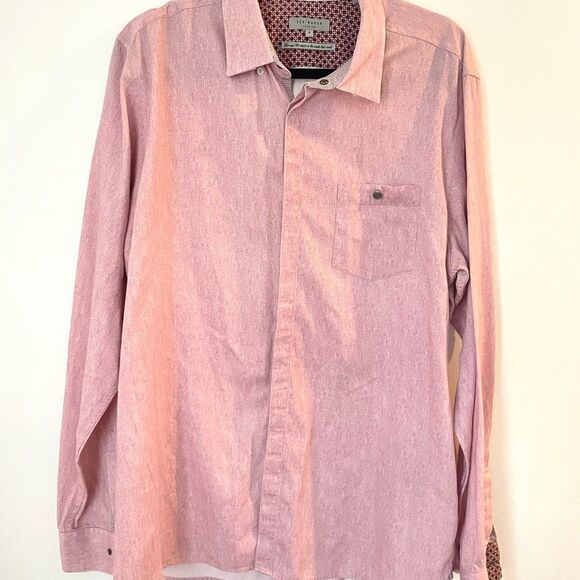 Ted baker London button down mens pink coral button up dress shirt 2xl - Picture 2 of 11